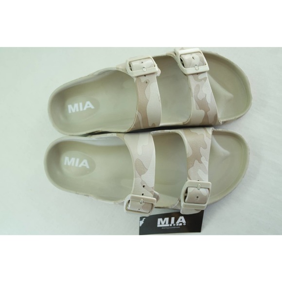 Mia Toulon Womens Sandals Shoes 9 Camo Slip On Arch Support Dual Buckle New - Picture 3 of 10